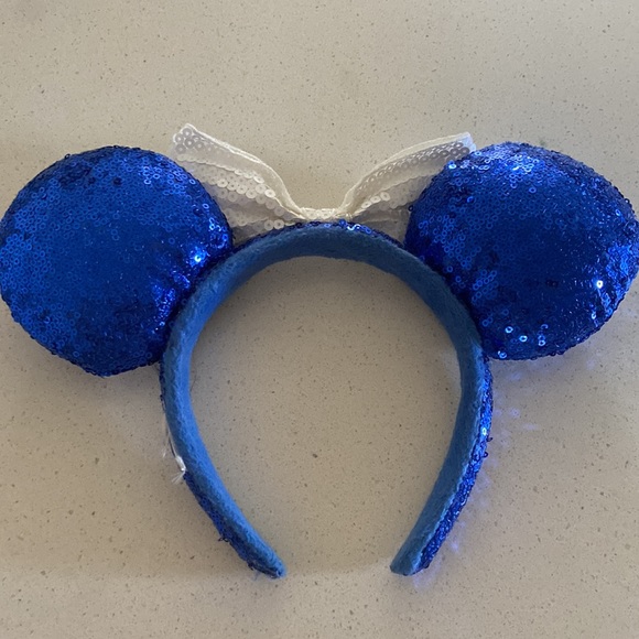 Blue Sparkly Minnie Mouse Ears - Picture 2 of 2
